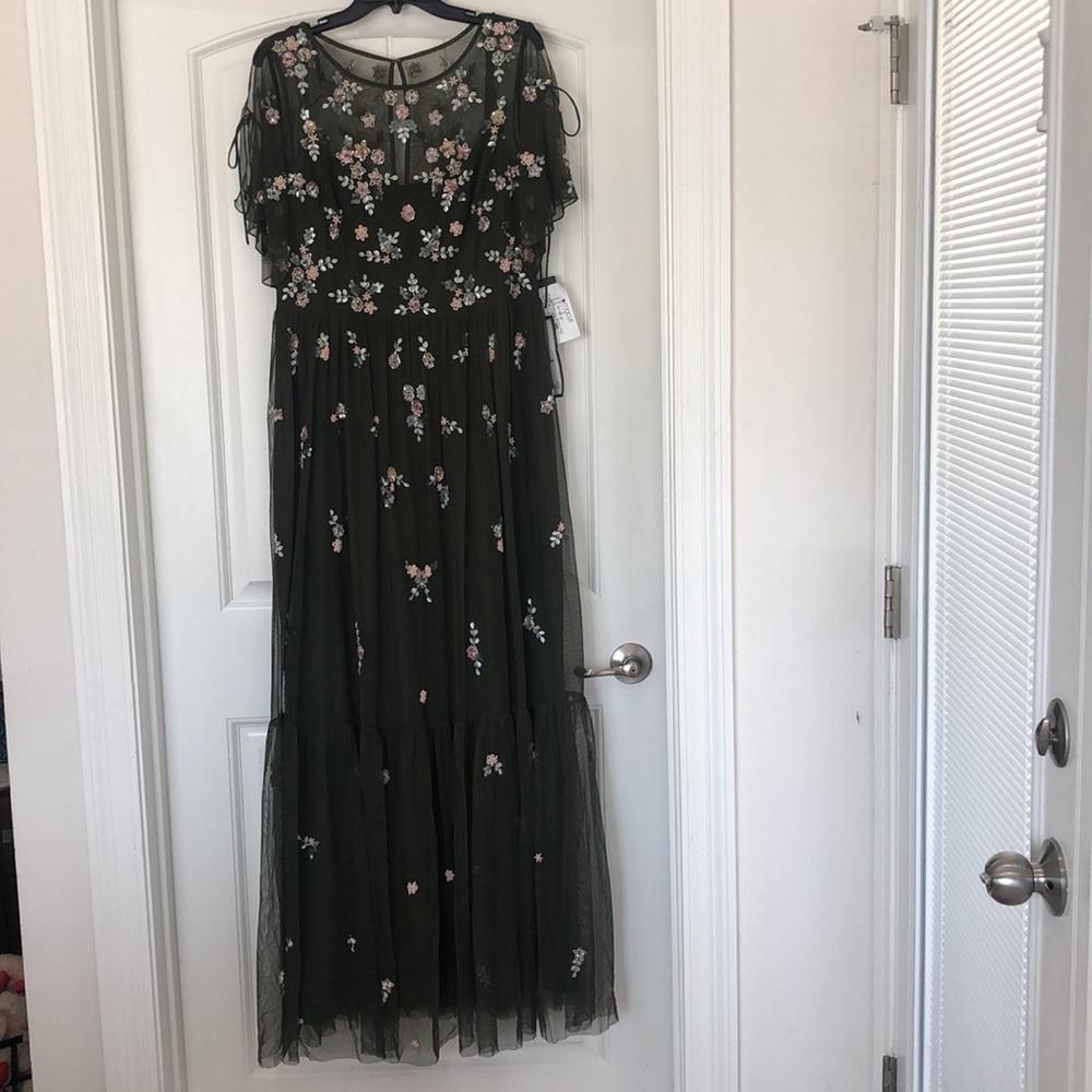 Adrianna Papell Olive Green Formal 16 NWT